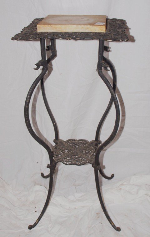 Iron & brass fern stand with marble insert (1 of 1)