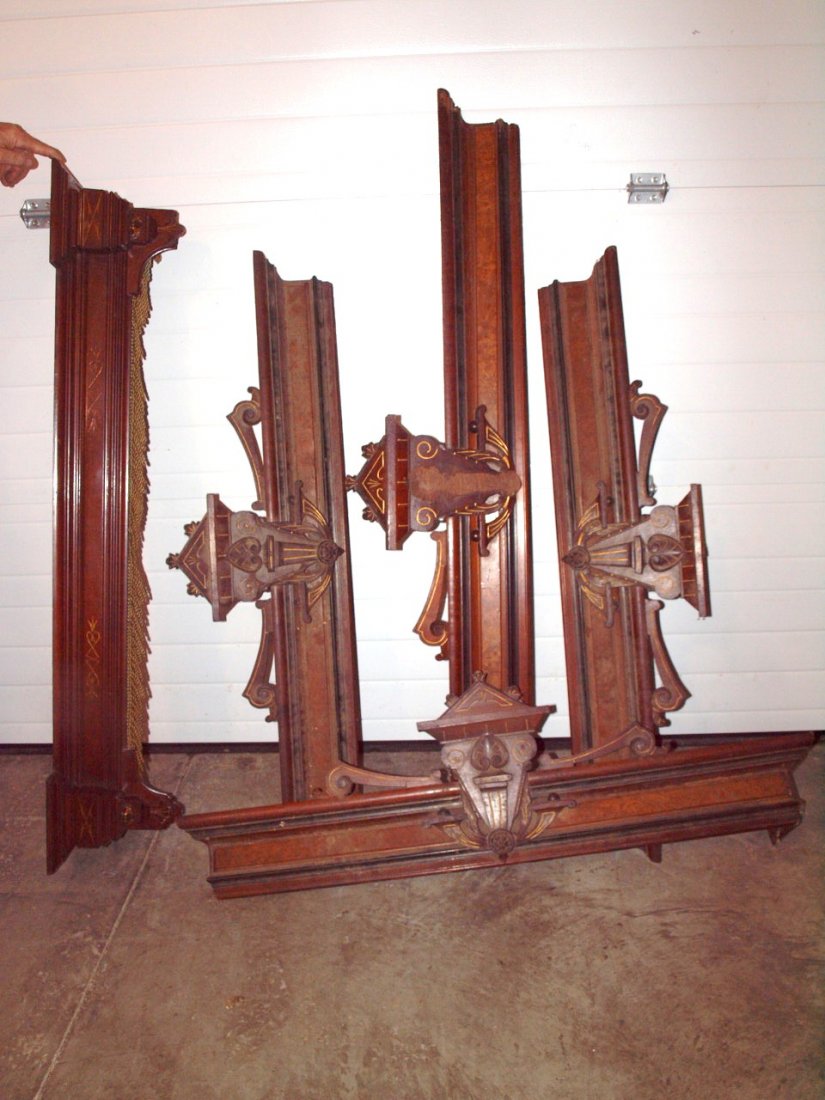 Lot of 5 Victorian walnut window valances: 1-58", (1 of 8)