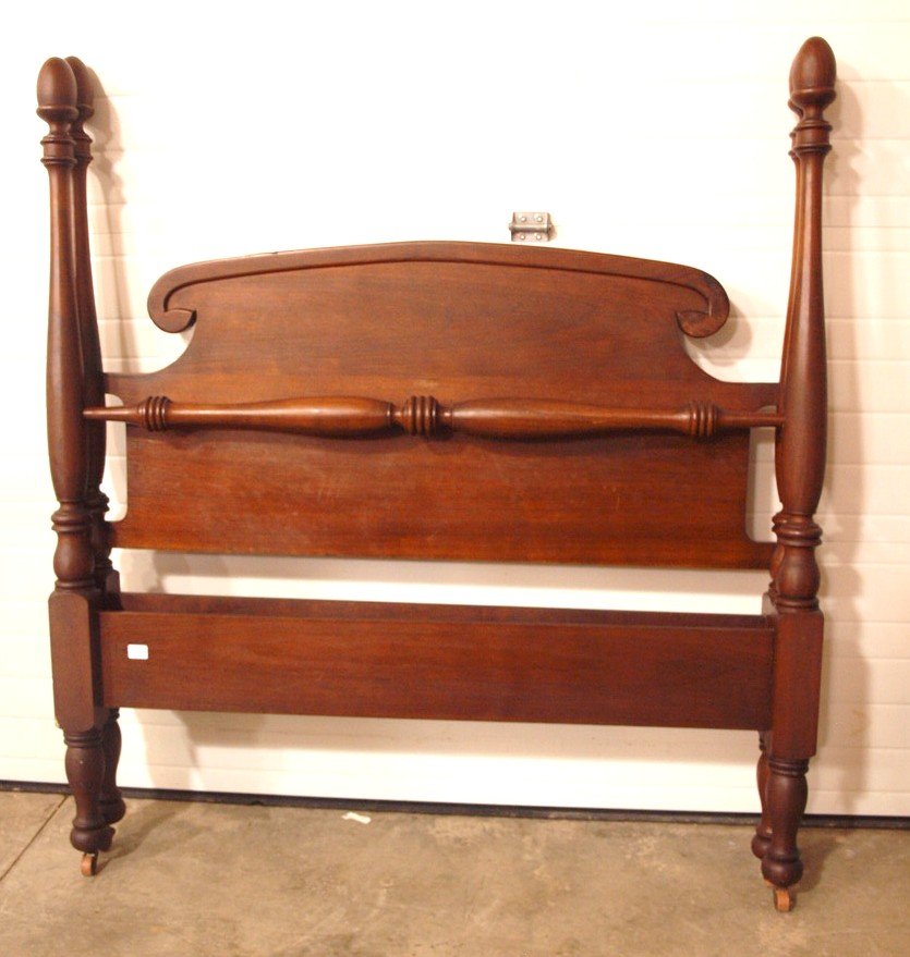 Walnut poster bed with acorn finials, 62"h, 54"w (1 of 1)