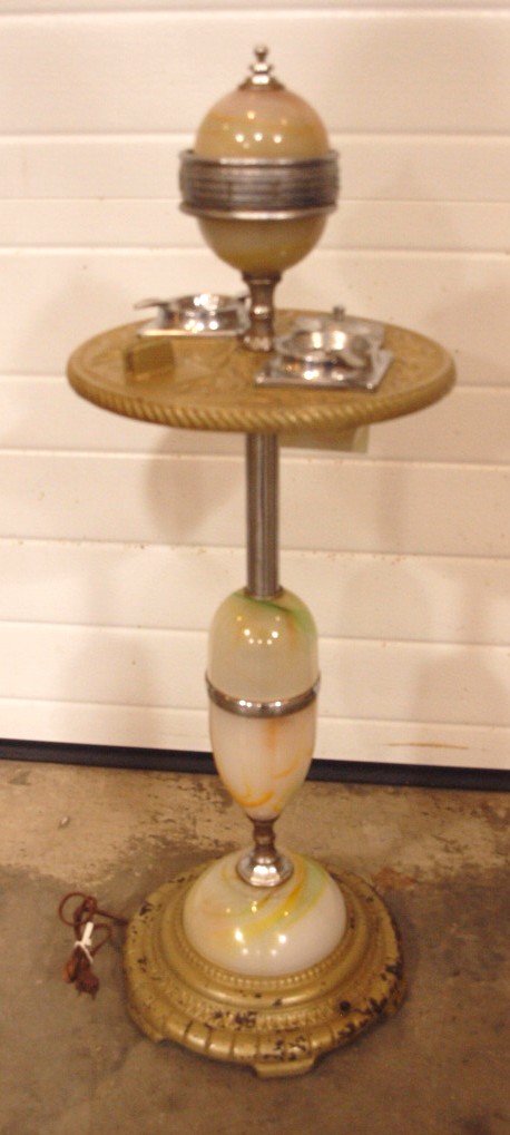 Art Deco alabaster floor ash tray: Art Deco alabaster floor ash tray