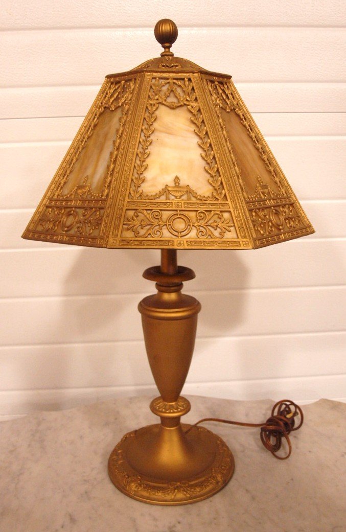 Panel glass table lamp, 14" shade (1 of 1)