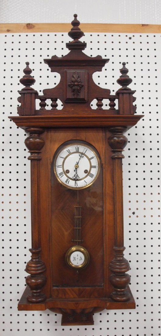 Walnut Vienna regulator wall clock, 36" (1 of 1)