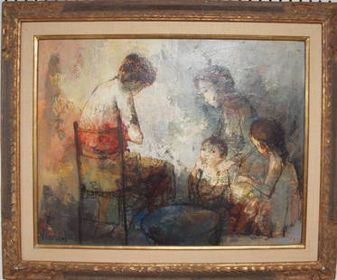 Jean Jansem (1920-2013, France, Armenia) "Personages": Jean Jansem (1920-2013, France, Armenia) "Personages" oil on canvas, 25" x 19"