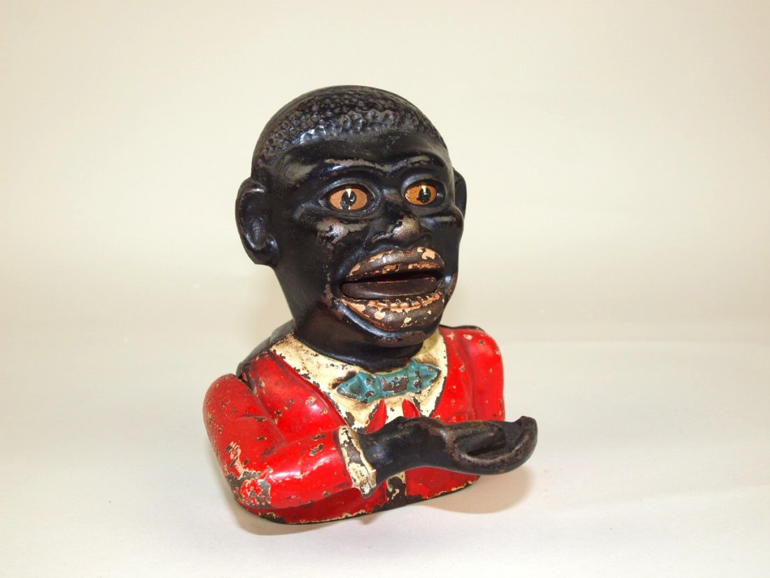 Little Joe cast iron mechanical bank, 5 1/4" (1 of 3)