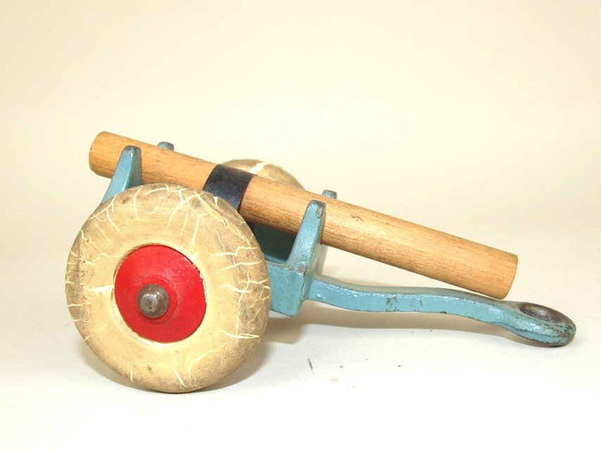 Hubley cast iron Bell Telephone pole trailer, blue (1 of 1)