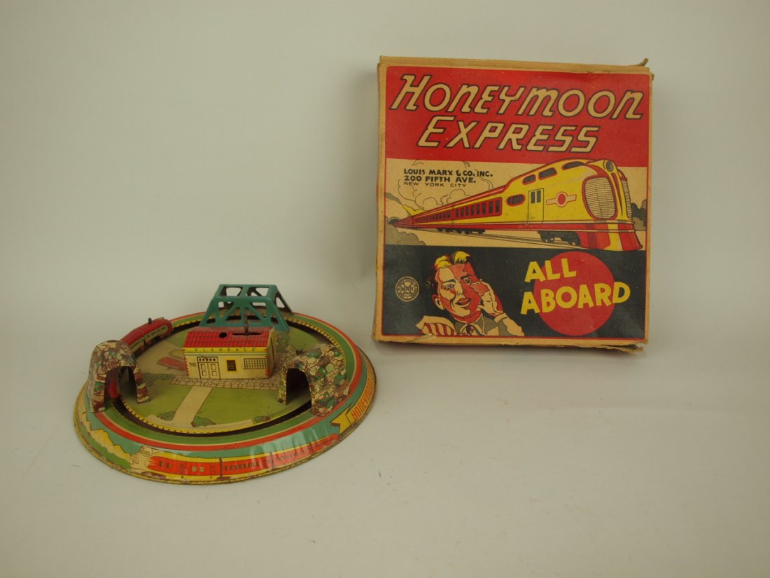 Marx Honeymoon Express tin lithograph windup toy with (1 of 1)