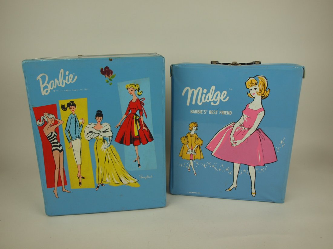 Barbie, Ken, & Midge dolls with cases and accessories: Barbie, Ken, & Midge dolls with cases and accessories