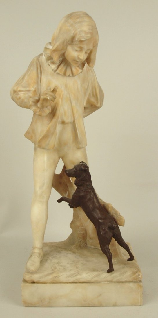 German Kochendorfer marble statue of boy with bronze (1 of 1)