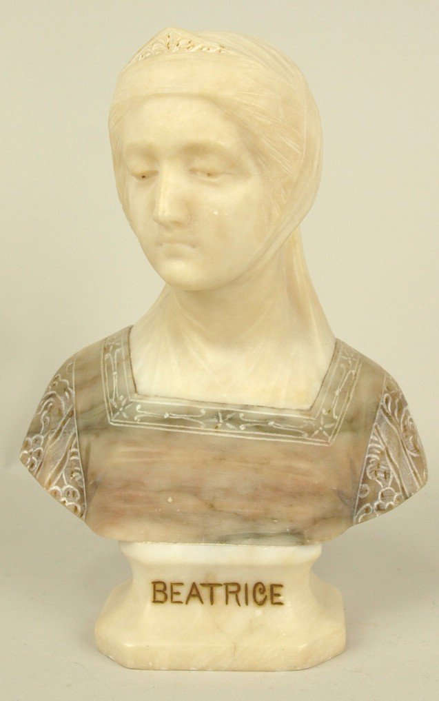 Marble bust of "Beatrice", Italian, signed Prof. G. (1 of 1)