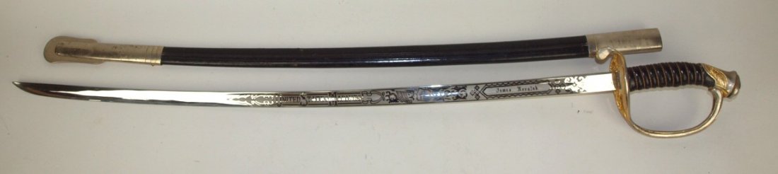 US Marines named officer sword, James Kovalak with: US Marines named officer sword, James Kovalak with scabbord, 35 1/2"