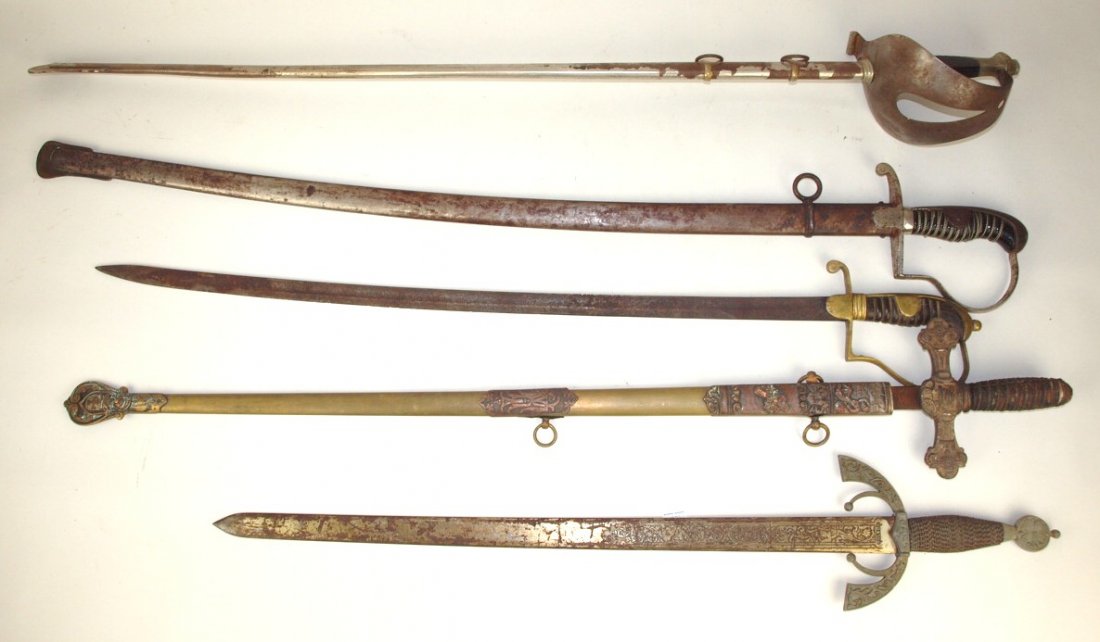 Lot of 5 swords, various condition (1 of 3)