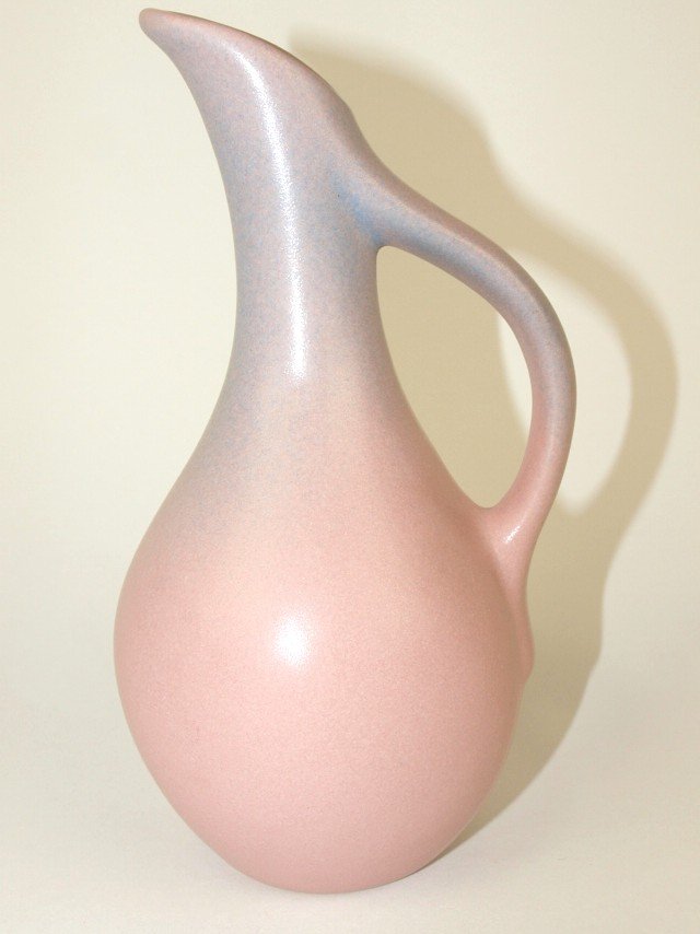 VanBriggle art pottery ewer gray/pink, 7 1/4" (1 of 1)