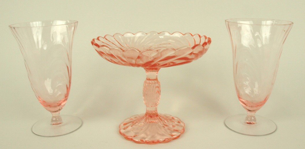 Cambridge pink Caprice #136 compote and 2-#300 12 oz, (1 of 1)
