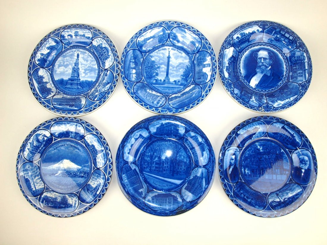 Blue and white Staffordshire lot of 6 Rowland & (1 of 1)