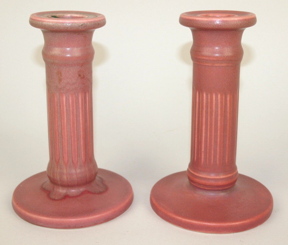 Rookwood art pottery pair of candlesticks #2199, 1921, (1 of 1)