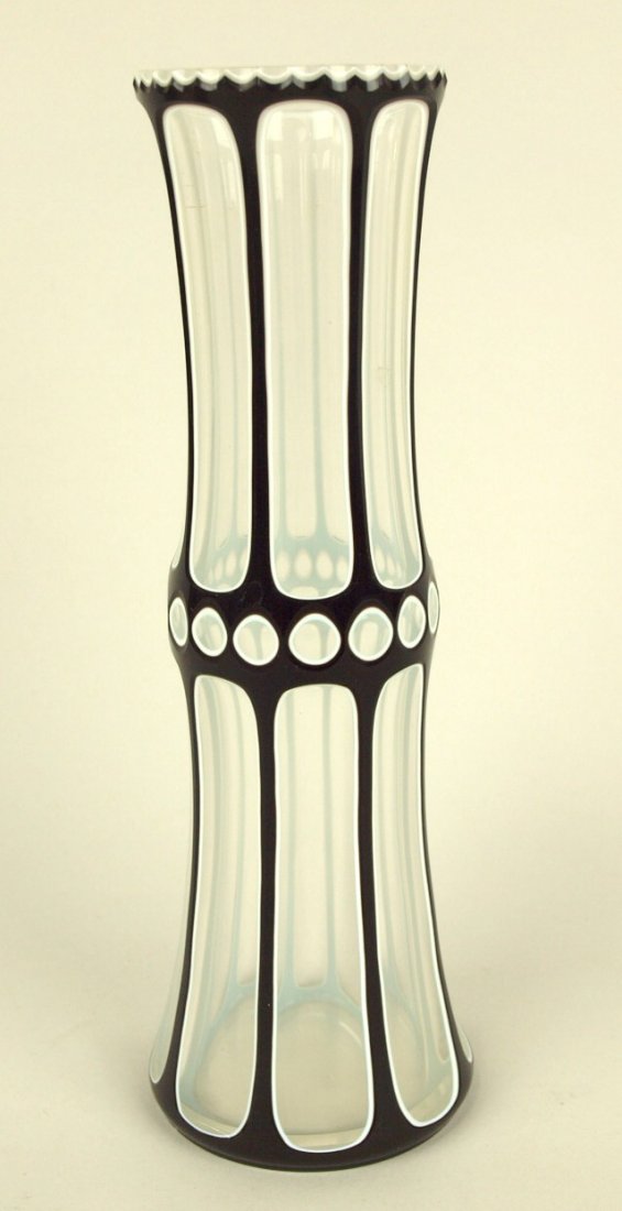 Mt. Washington black cut to clear bud vase, 8 1/2" nick (1 of 1)