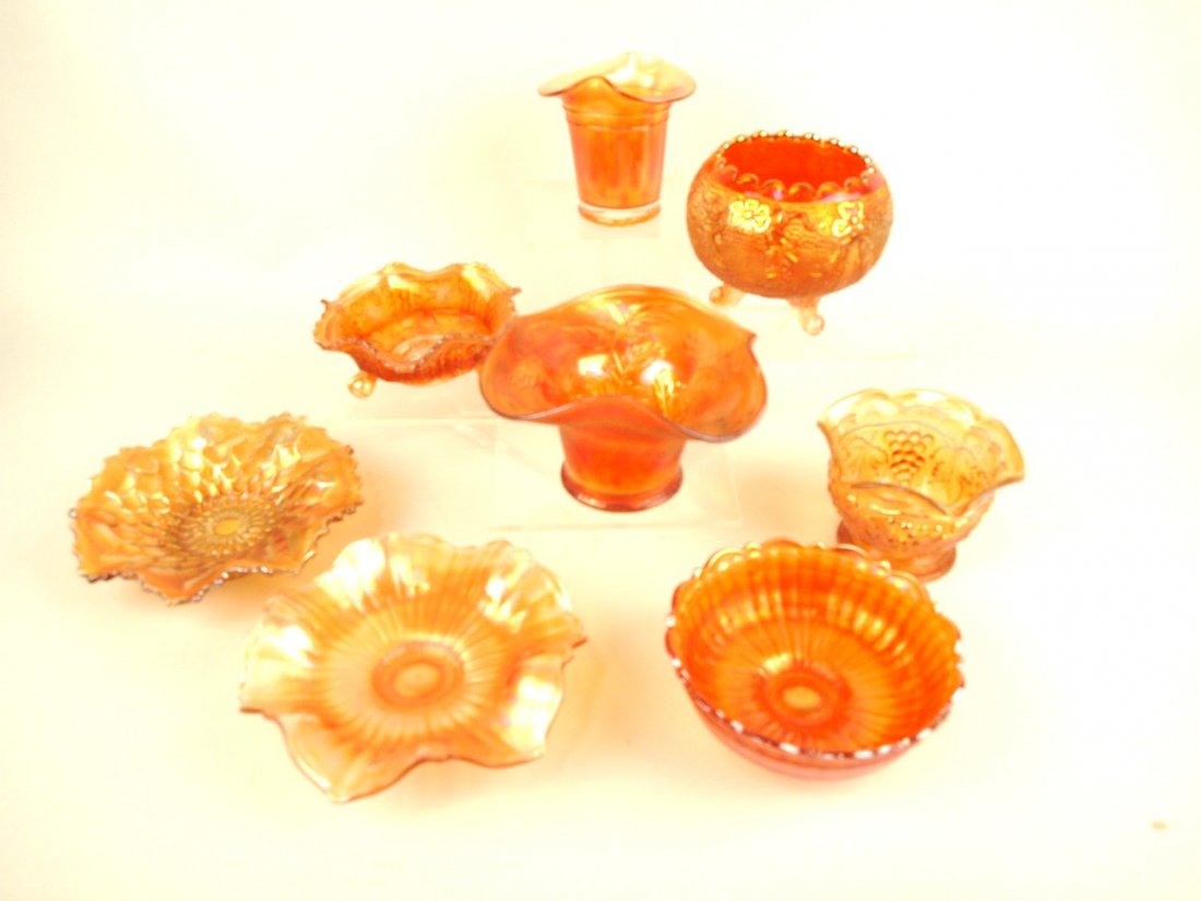 Carnival glass lot of 8 marigold items (1 of 1)