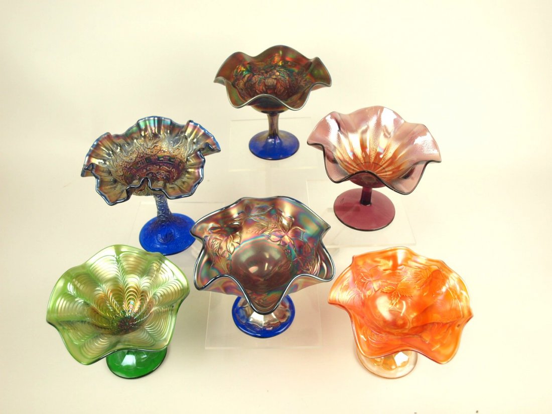 Carnival glass lot of 6 compotes (1 of 1)