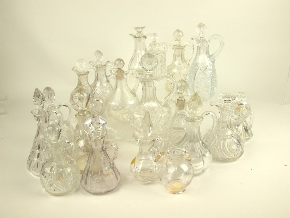 Lot of 20 clear glass cruets, various conditions (1 of 1)
