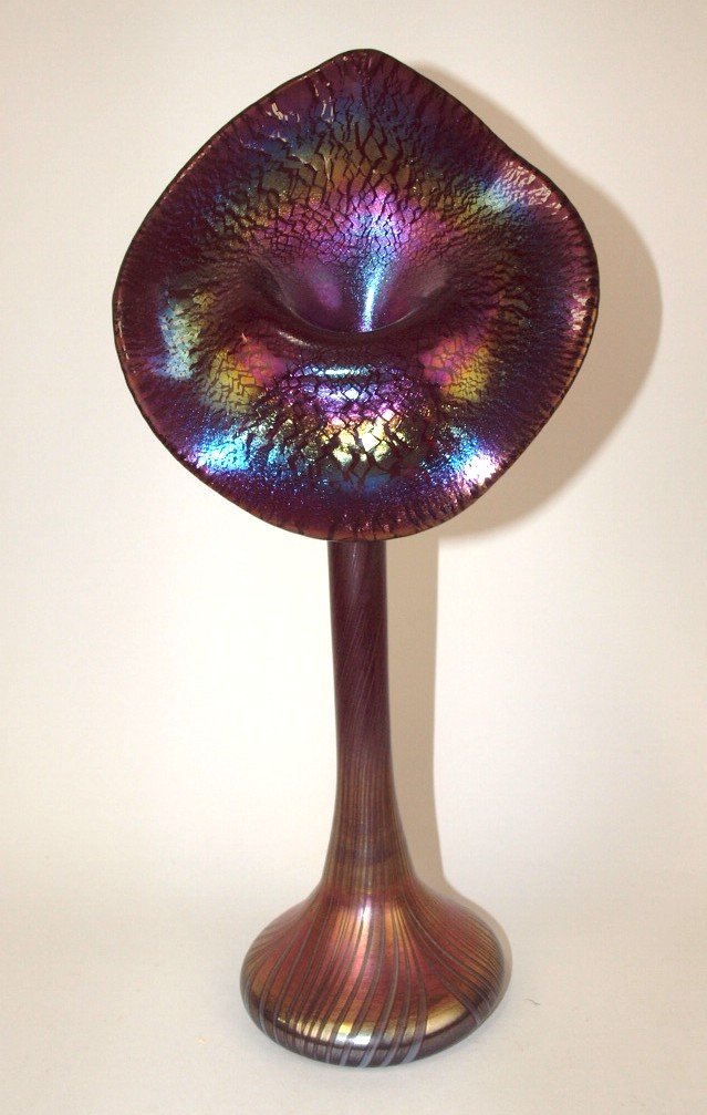 Art glass Loetz style jack-in-th-pulpit vase, 14" (1 of 1)