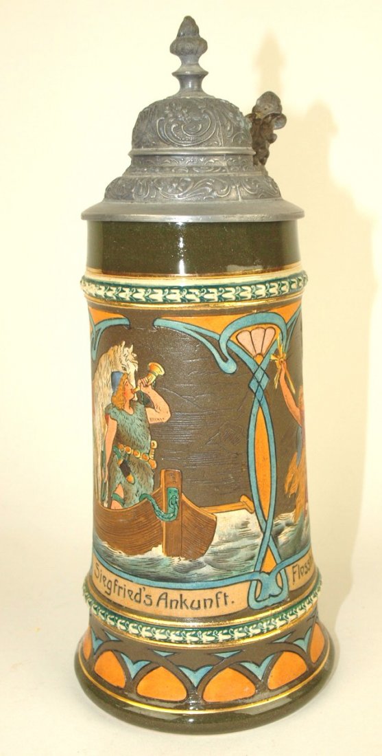 Mettlach style Gerz German stein, #1422,9 1/2" (1 of 3)
