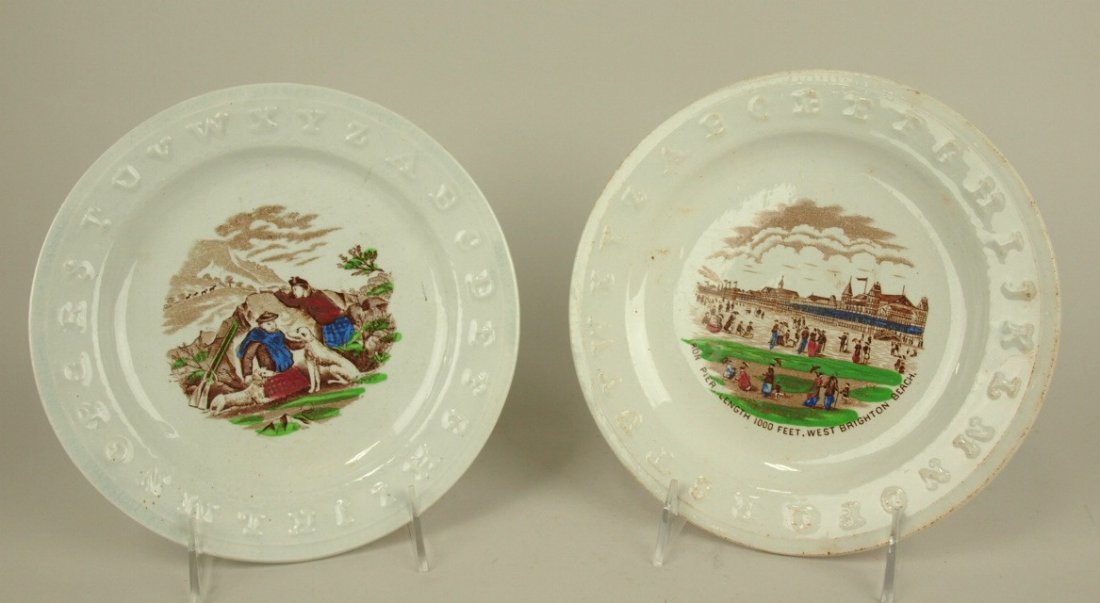 Staffordshire pair of ABC plates, 8 1/2": Staffordshire pair of ABC plates, 8 1/2"