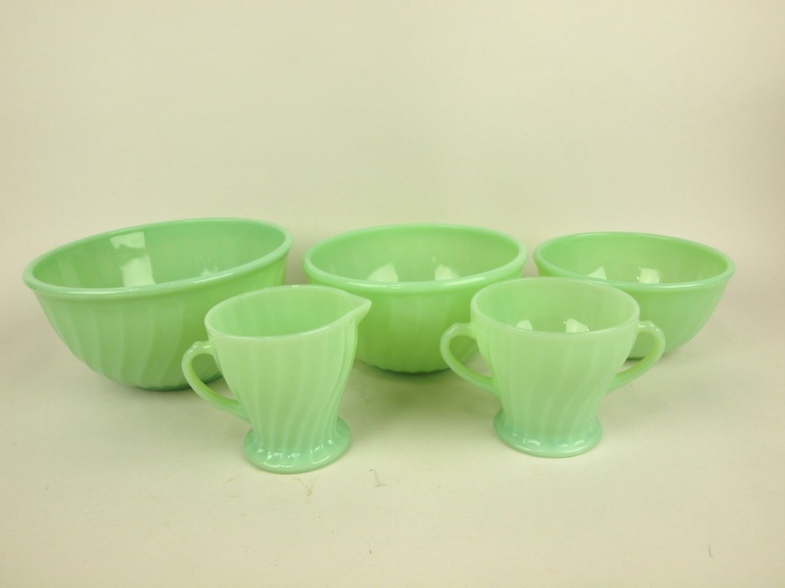 Fire King Jadeite swirl 3 piece mixing bowl set and May 27, 2016