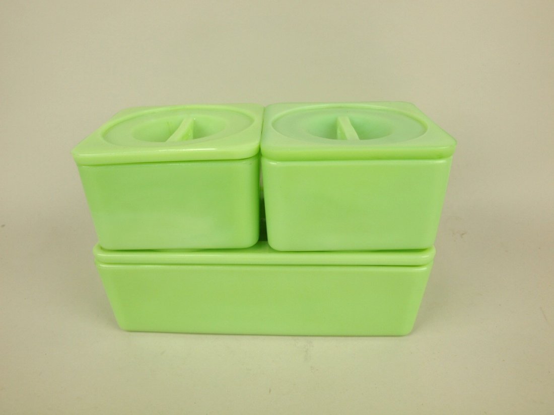 Jadeite 3 piece refrigerator set, minor nicks (1 of 1)