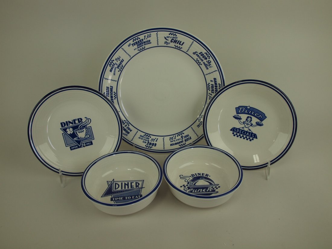 Fiesta Post 86 white "Blue Plate Special Diner" lot of: Fiesta Post 86 white "Blue Plate Special Diner" lot of 5 pieces