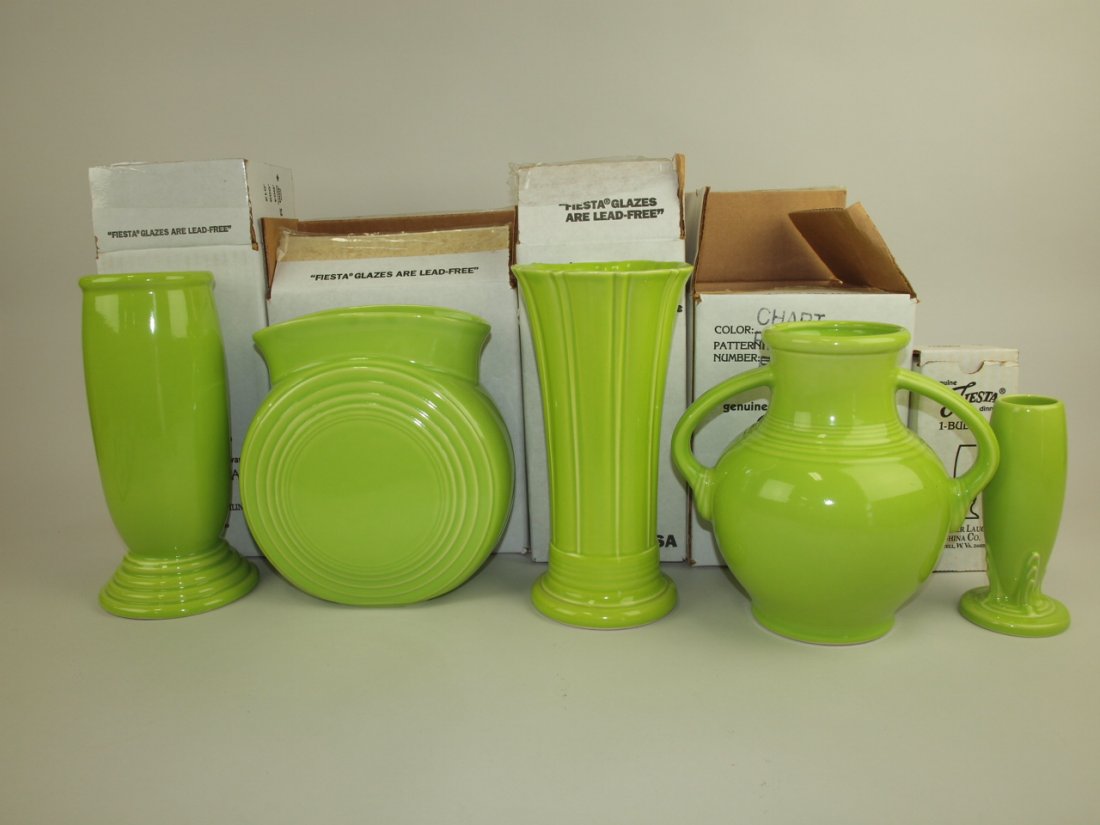 Fiesta Post 86 chartreuse group of 5 vases: Millennium (1 of 1)