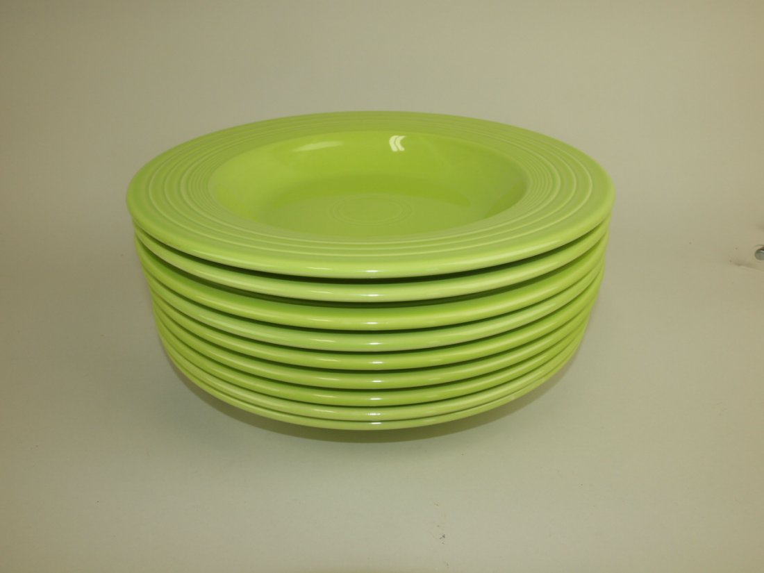 Fiesta Post 86 chartreuse lot of 9 pasta bowls, 12" (1 of 1)