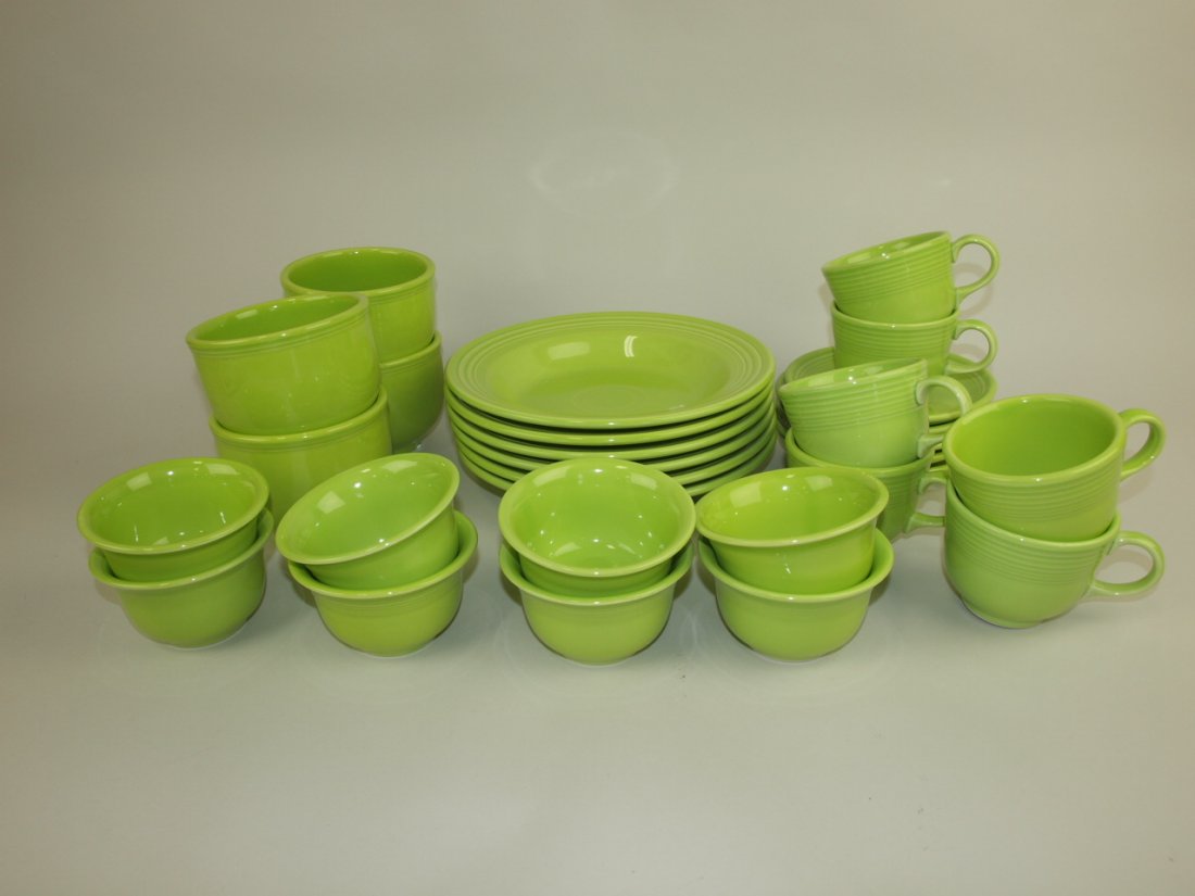 Fiesta Post 86 chartreuse group: 6-9" rim soup bowls, 4 (1 of 1)