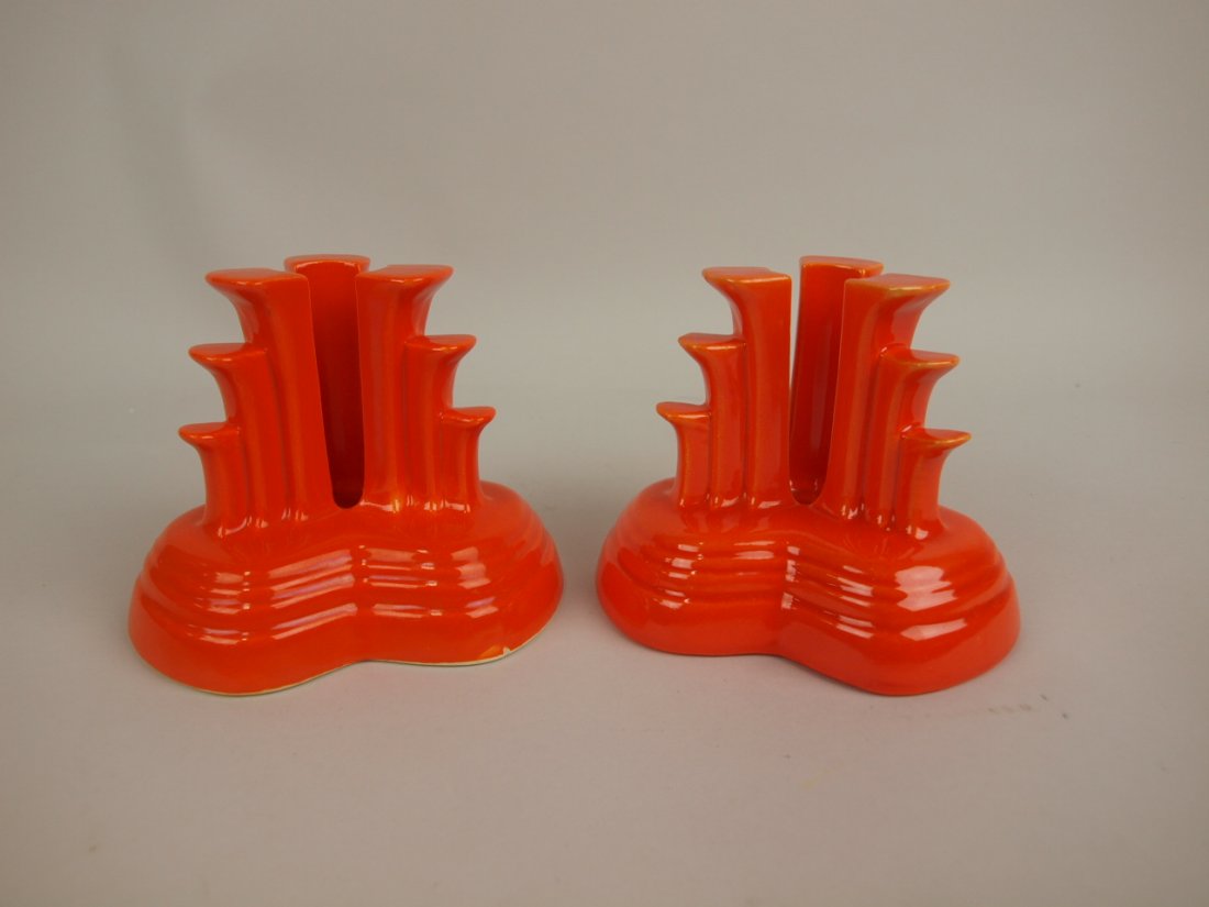 Fiesta pair tripod candle holders, red (1 of 1)