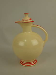 RARE Fiesta water carafe, ivory with red stripes,: RARE Fiesta water carafe, ivory with red stripes, EXTREMELY RARE