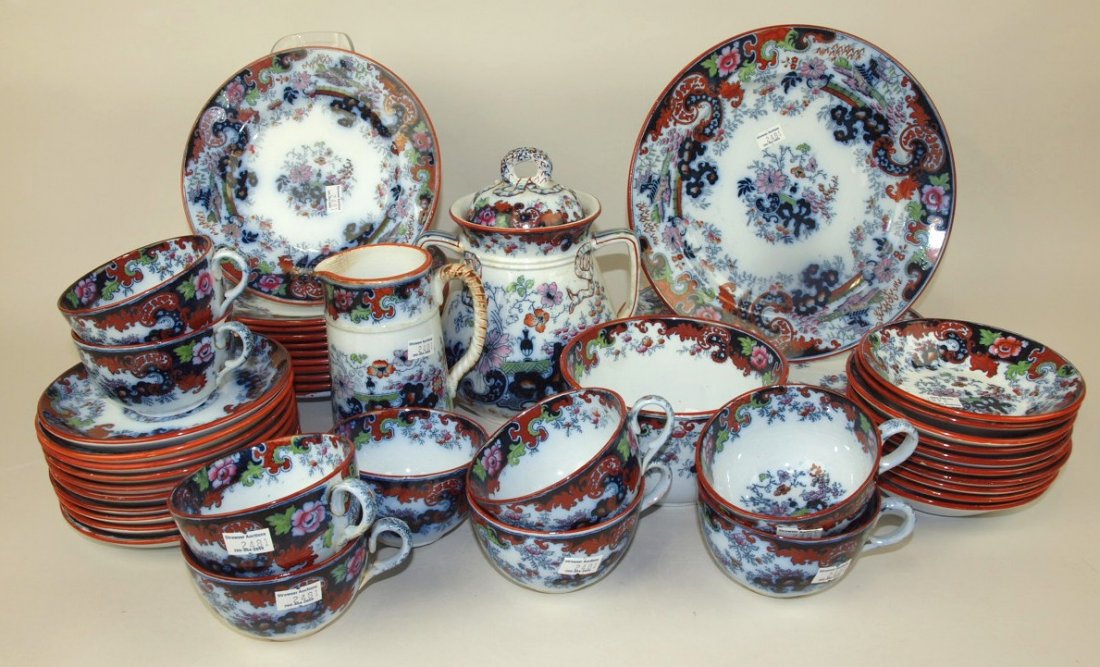 Flow Blue "Corey Hill" lot of 45 assorted pieces, (1 of 1)