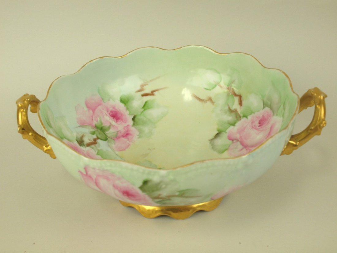 TV Limoges large gold handled bowl with floral motif (1 of 1)