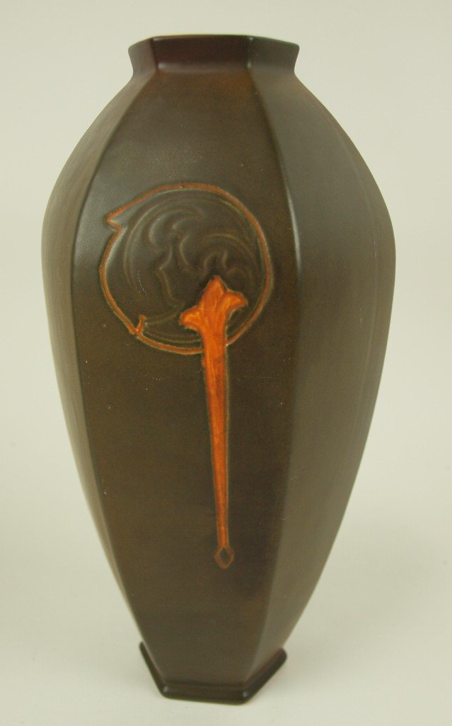 Roseville Hexagon art pottery vase, c. 1924, 10 1/2" (1 of 1)