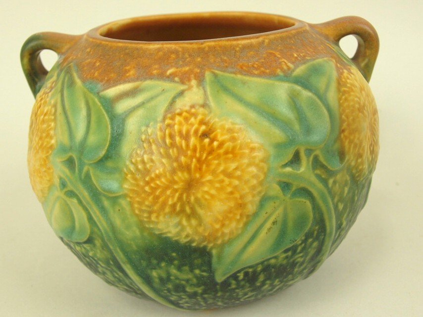 Roseville sunflower art pottery 4" vase (1 of 1)