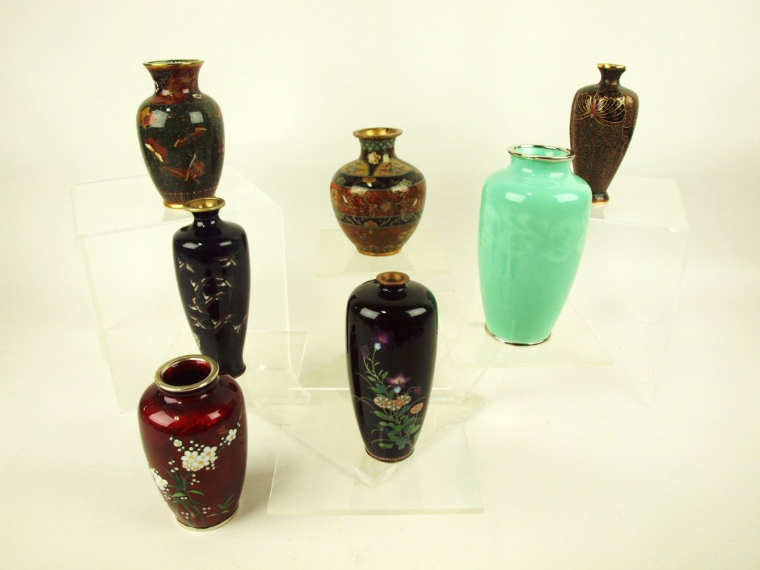 Cloisonne' lot of 7 vases, 4 3/4" to 6" (1 of 1)