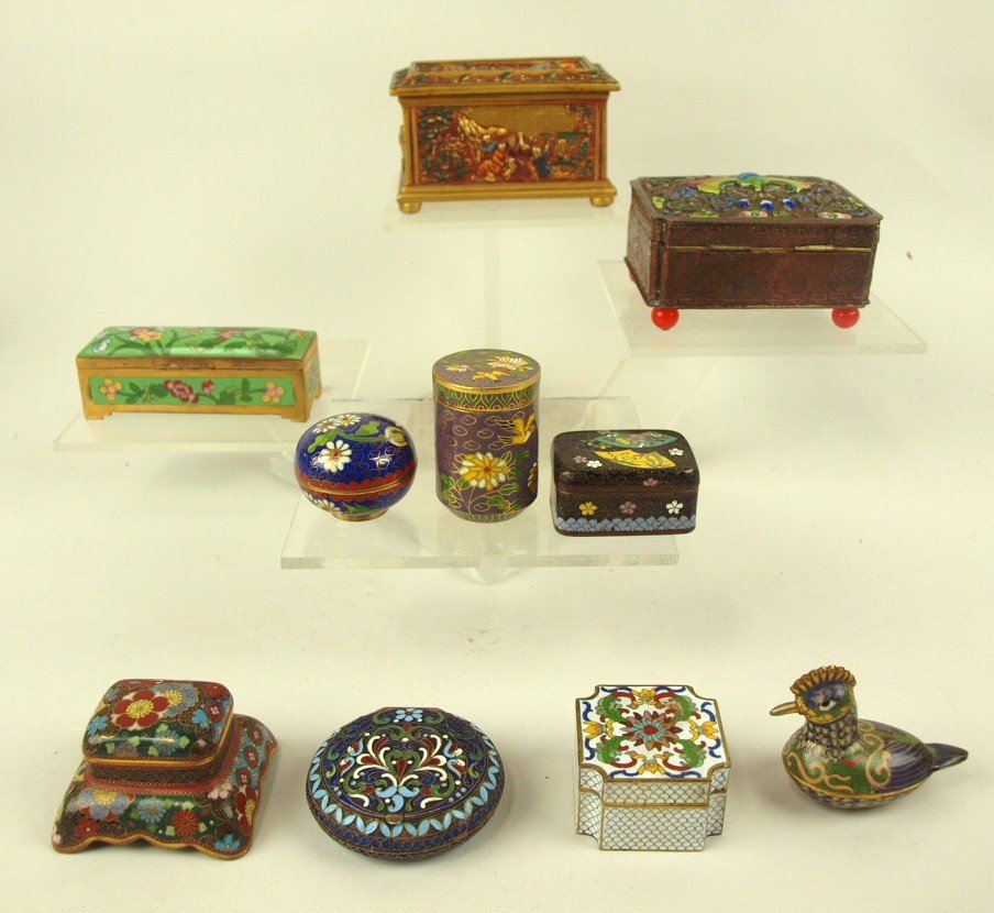 Cloisonne' lot of 10 small trinket boxes (1 of 4)