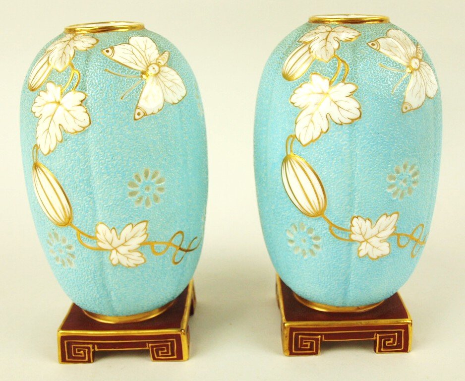 Minton rare pair of porcelain Aesthetic Movement gourd (1 of 3)