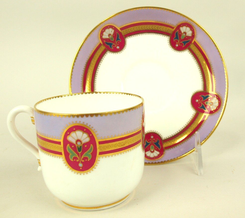 Minton porcelain Aesthetic Movement cup & saucer, c. (1 of 3)