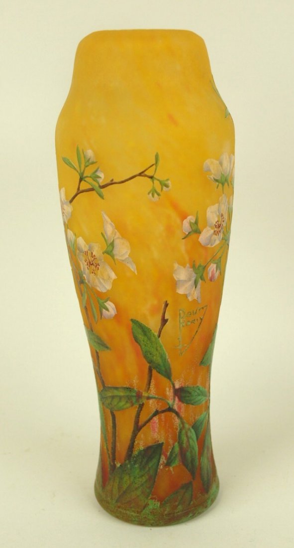Daum Nancy French cameo art glass vase, gold splatter (1 of 2)