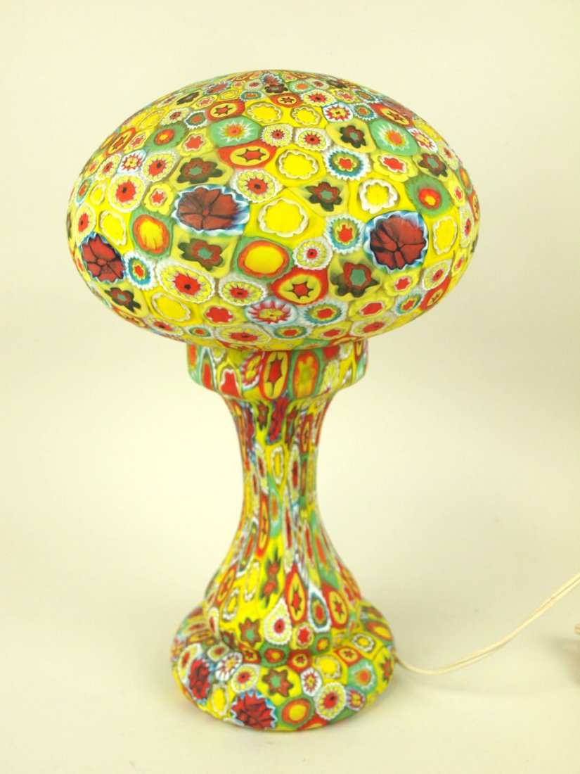 Early Murano Millefiori yellow lamp with heavy dome (1 of 1)