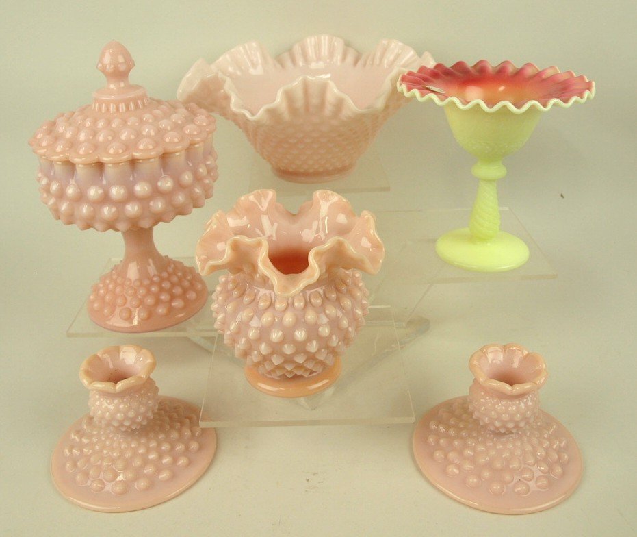 Fenton glass lot of 6 pieces: center bowl, covered (1 of 1)