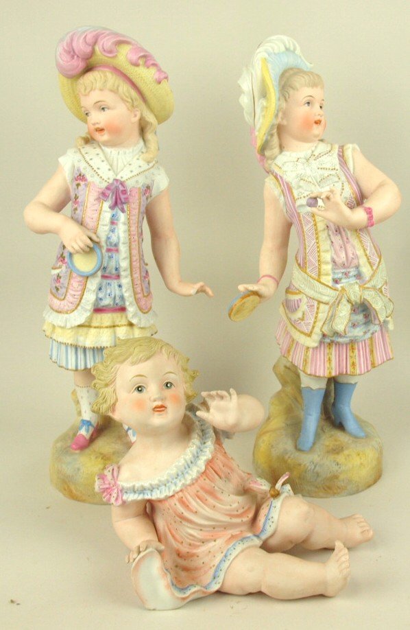 Early bisque pair of girl figures (loss of 2 fingers to (1 of 1)