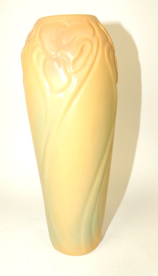 Van Briggle tan floral vase, 9 1/2" (1 of 1)