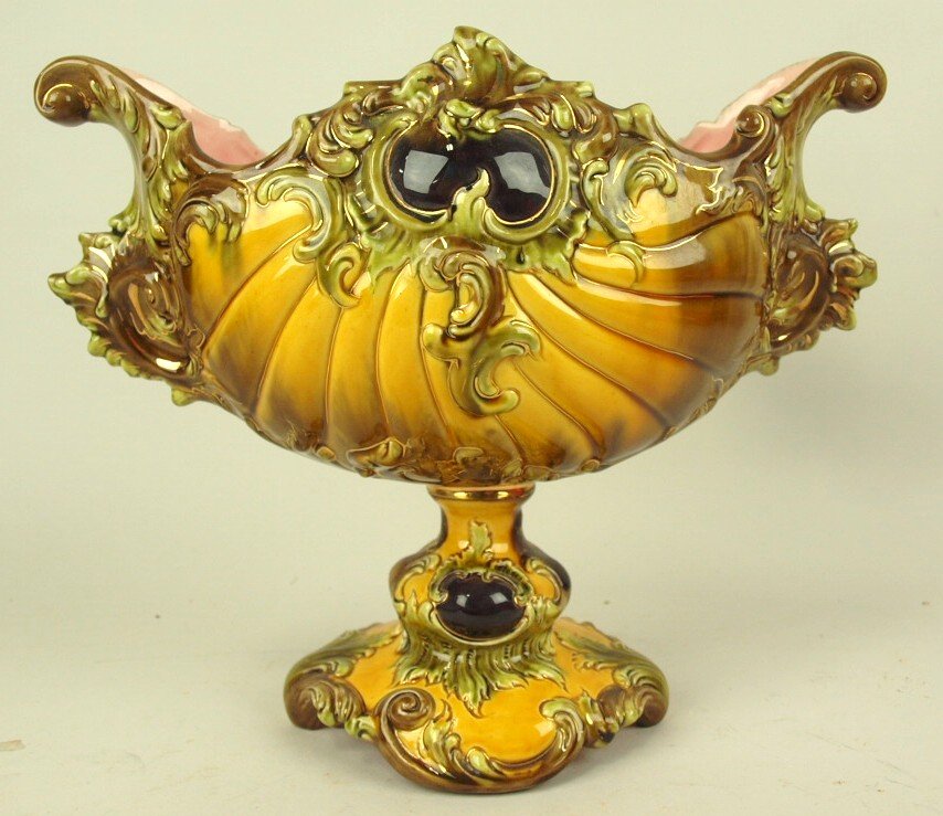 Julius Dresser Majolica shell compote, 9 1/2" (1 of 1)