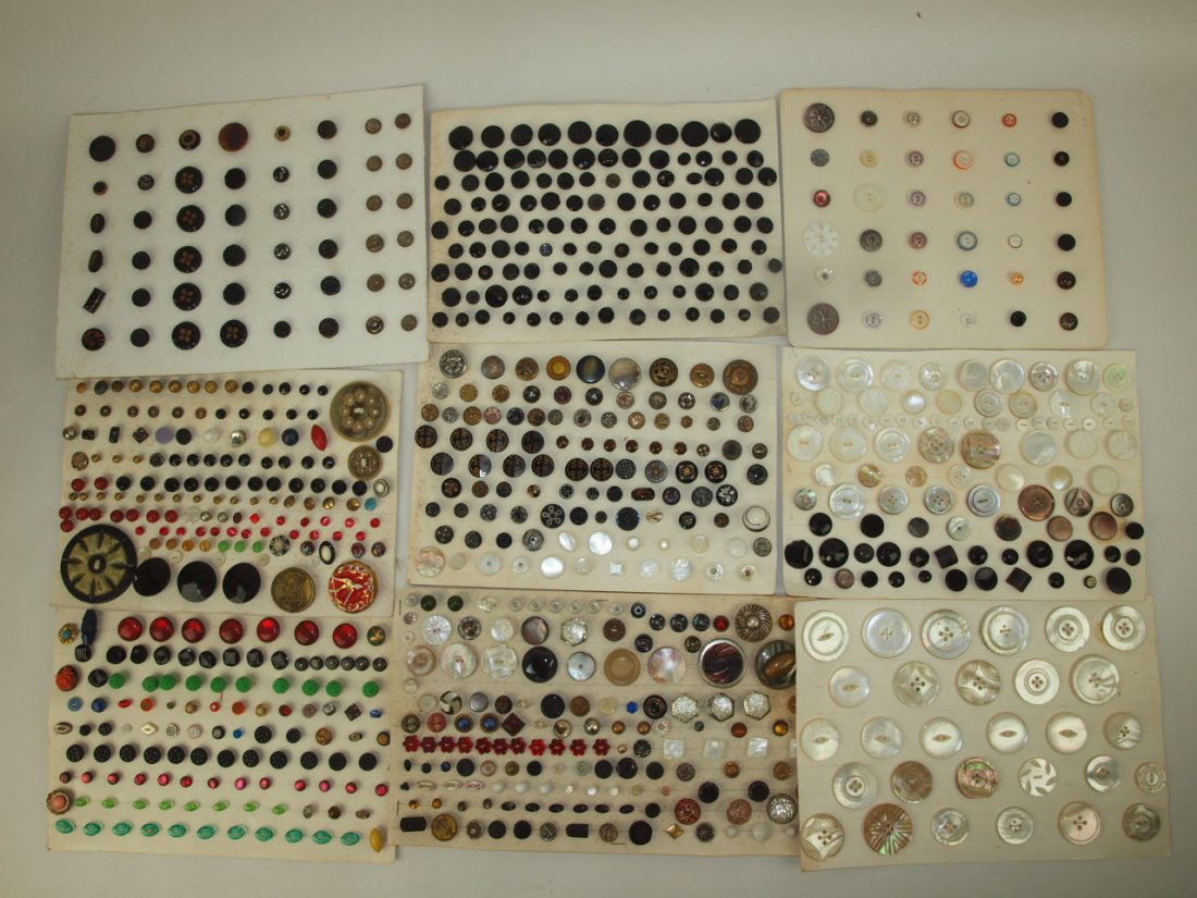 Lot of 9 cards of antique buttons (1 of 10)