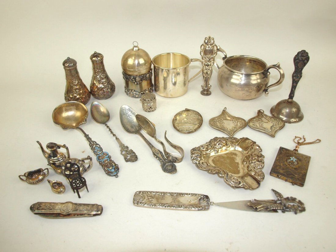 Sterling silver lot of assorted items: child's mug, (1 of 1)
